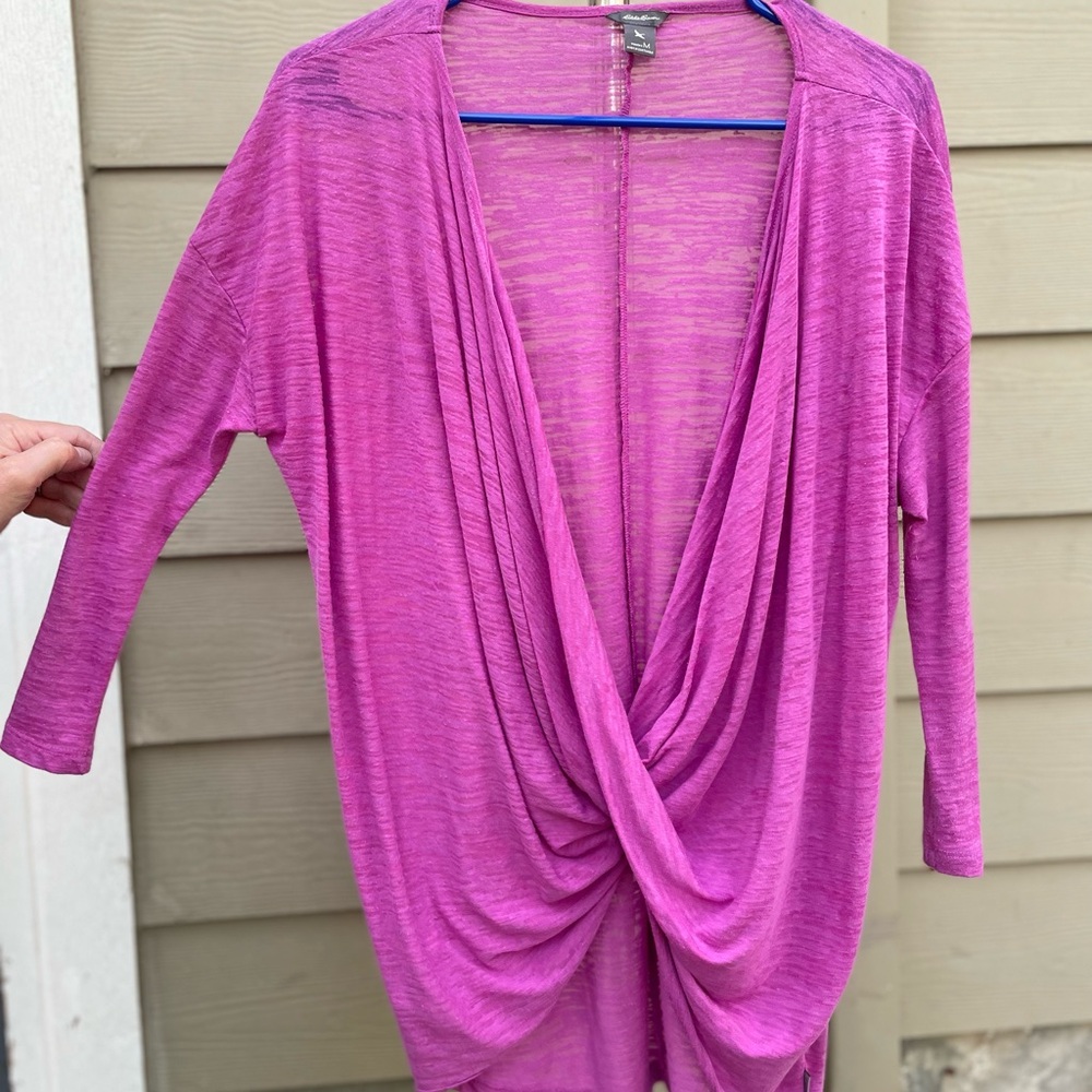 Eddie Bauer Magenta Open Front Cardigan